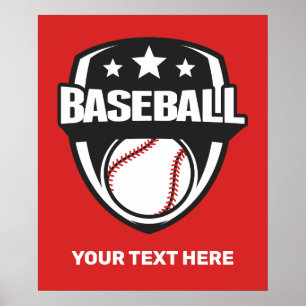 Póster Béisbol personalizado de texto y color