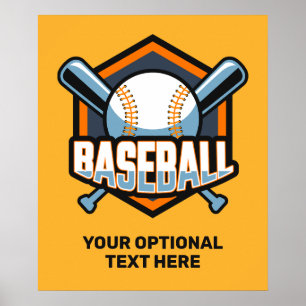 Póster Béisbol personalizado de texto y color