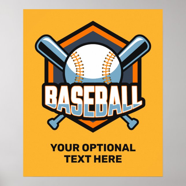 Póster Béisbol personalizado de texto y color (Frente)
