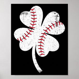 Póster Béisbol Shamrock Día de San Patricio Saint Paddys