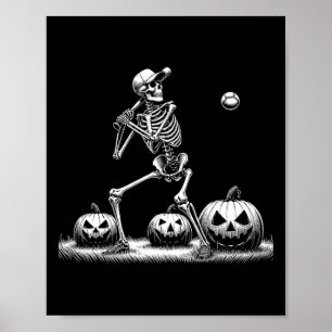 Póster Béisbol Skeleton Jugador Halloween Halloween