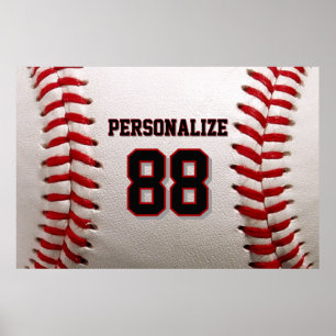 Póster Béisbol Softbol Nombre y Número Personalizados