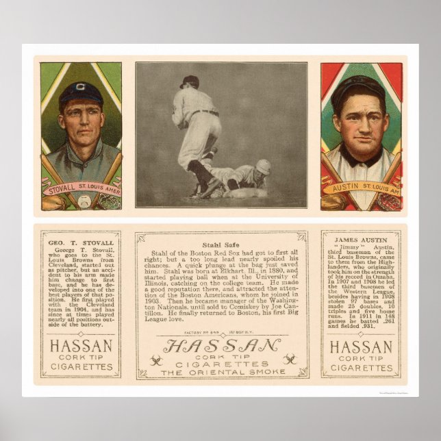 Póster Béisbol Stahl Red Sox Browns 1912 (Frente)