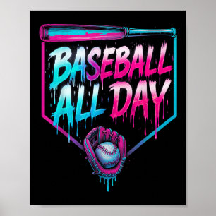 Póster Béisbol todo el día Crema de hielo goteando en el