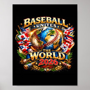 Póster Béisbol une al mundo gráfico de fanático global 20