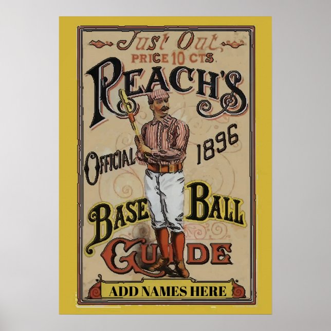 Póster Béisbol vintage 1886 Añadir texto (Frente)