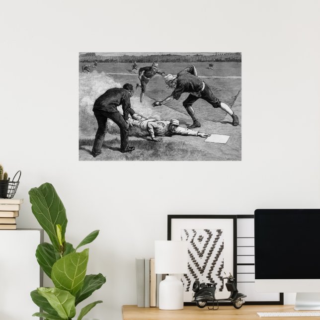 Póster Béisbol vintage de Thure De Thulstrup, 1885 (Oficina en casa)