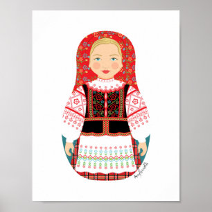 Póster Belarusian Matryoshka Poster