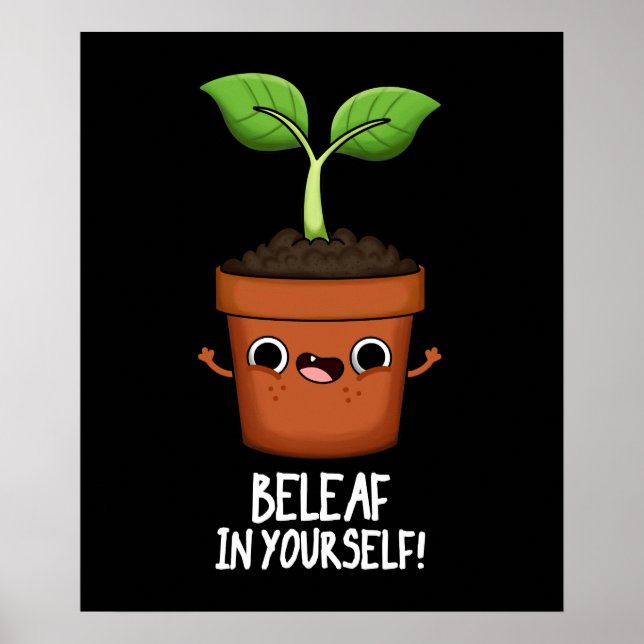 Póster Beleaf En Tu Funny Planta Pun Dark BG (Frente)