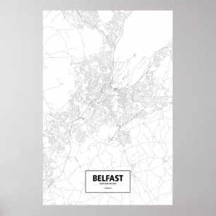 Póster Belfast, Irlanda del Norte (negro en blanco)