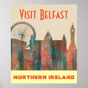 PÓSTER BELFAST, NORTHERN IRELAND SKYLINE