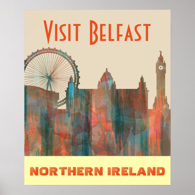 PÓSTER BELFAST, NORTHERN IRELAND SKYLINE (Frente)