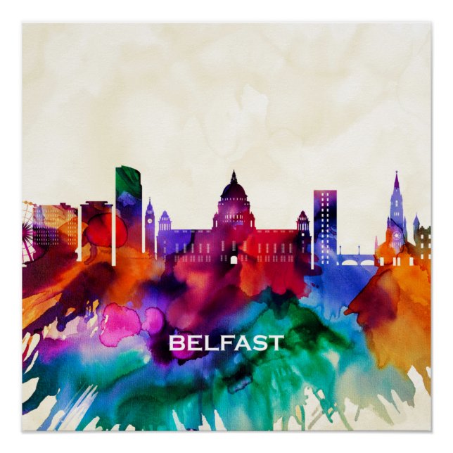 Póster Belfast Skyline (Anverso)