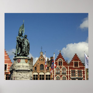 Póster Bélgica, Brujas (alias Brug o Bruge). UNESCO