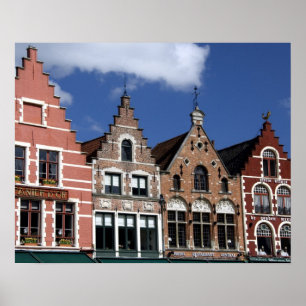 Póster Bélgica, Brujas (alias Brug o Bruge). UNESCO 2