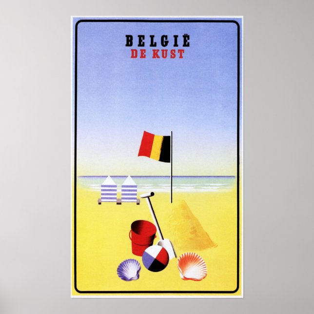 Póster BELGIE DE KUST Bélgica Costa Sandy Bebidas Turismo (Frente)