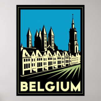 Póster belgium europe art deco retro travel vintage