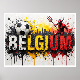 Póster Belgium Football Citiscape Oil Painting Style Art