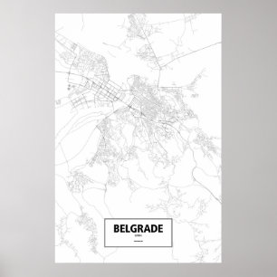 Póster Belgrado, Serbia (negro en blanco)