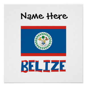 Póster Belice Bandera Belice personalizada