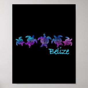 Póster Belice Beach Design _ Regalo de tortuga tribal