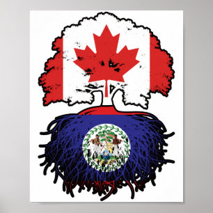 Póster Belice Belice Belice Canadá Árbol de Canadá bander