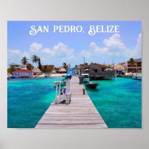 Póster Belice San Pedro Beach Ambergris Caye