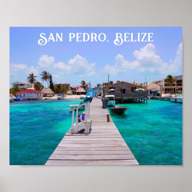 Póster Belice San Pedro Beach Ambergris Caye (Frente)