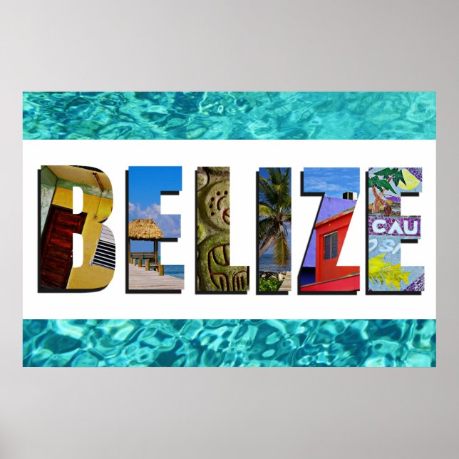 Póster Belice Tropical Beach Blue Ocean Travel Photo (Frente)