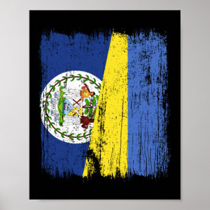 Póster Belice Ucrania Media Bandera Herencia Ucraniana Be