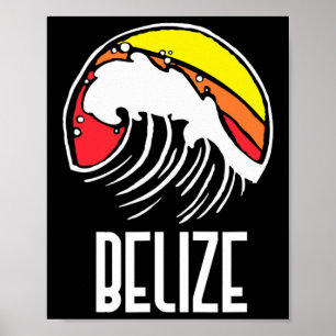 Póster Belice Vintage Años 80 Retro Surfing Gráfica de Ol