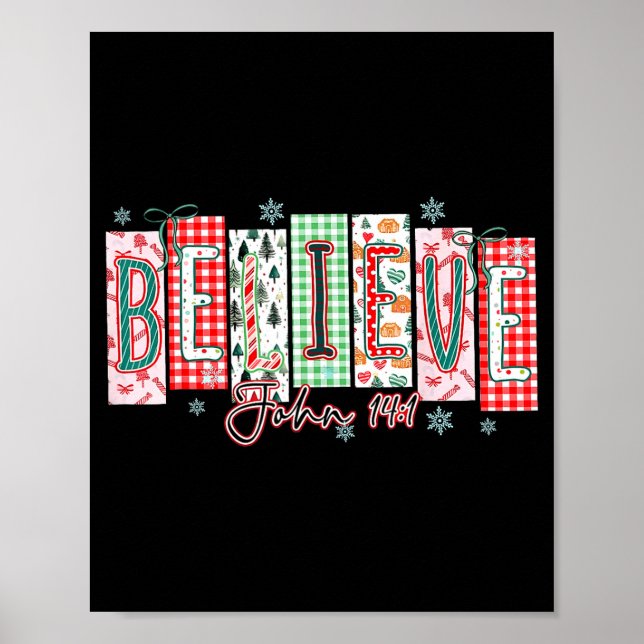 Póster Believe Christmas Santa Coquette Bow Women Girls  (Frente)
