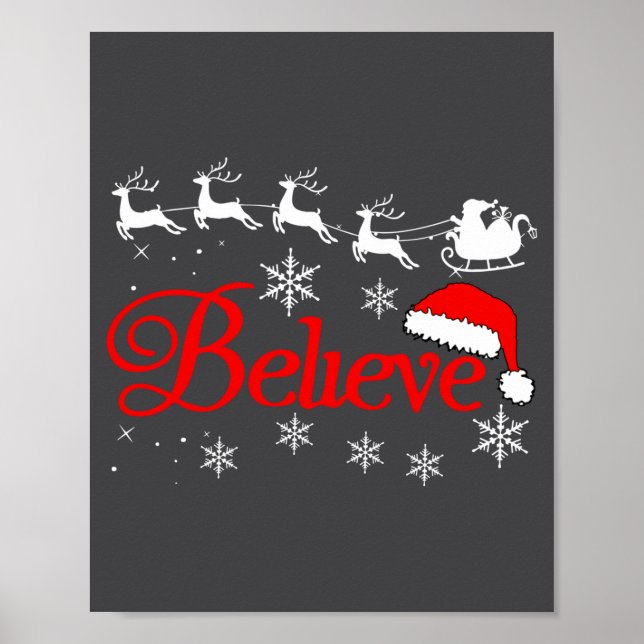 Póster Believe Christmas Xmas Santa Family Pajamas Holida (Frente)