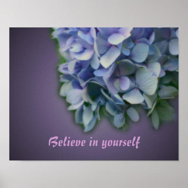 Póster Believe Hydrangea Inspirador (Frente)