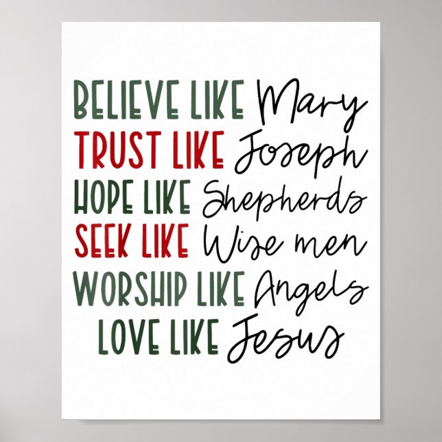 Póster Believe Trust Hope Seek Like Shepherds Christian C (Frente)
