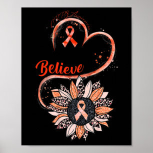 Póster Belig Crps Awareness Naranja Ribbon Sunflower Lov