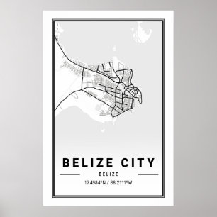 Póster Belize City Belize Cities Travel City Map