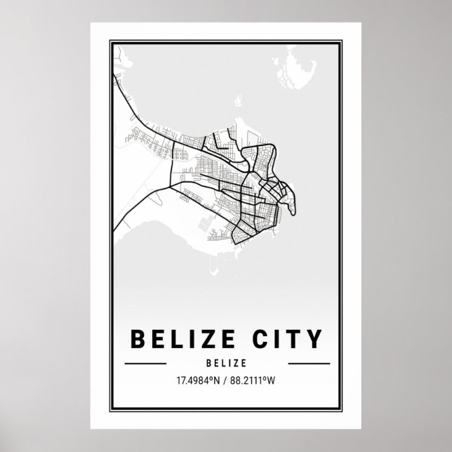 Póster Belize City Belize Cities Travel City Map (Frente)