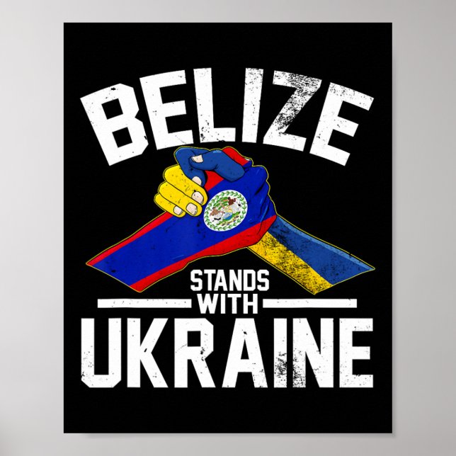 Póster Belize Stands With Ukraine Ukrainian Flag Tees  (Frente)