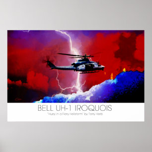 Póster Bell UH-1 Iroquois Huey Lightning Strike Surreal