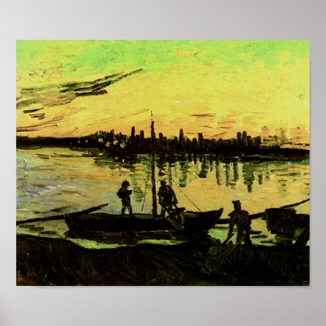 Póster Bella Artes de Coal Barges Van Gogh (Frente)