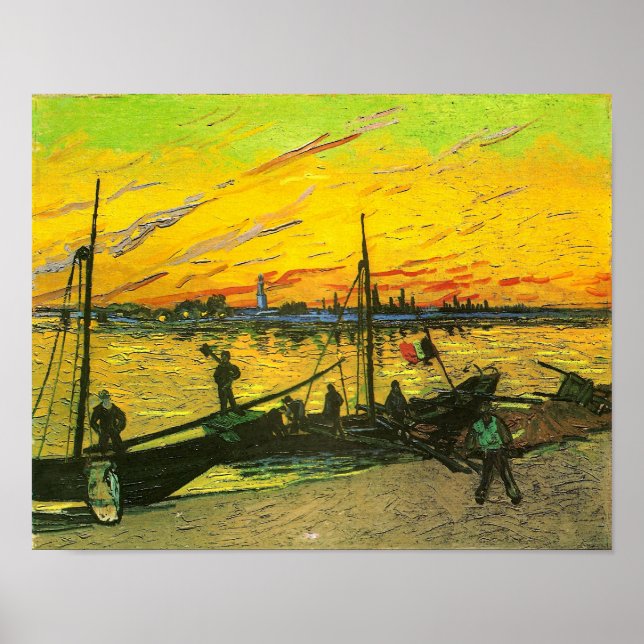 Póster Bella Artes de Coal Barges Van Gogh (Frente)