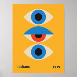 Póster Bella Artes de ojos geométricos de Bauhaus vintage