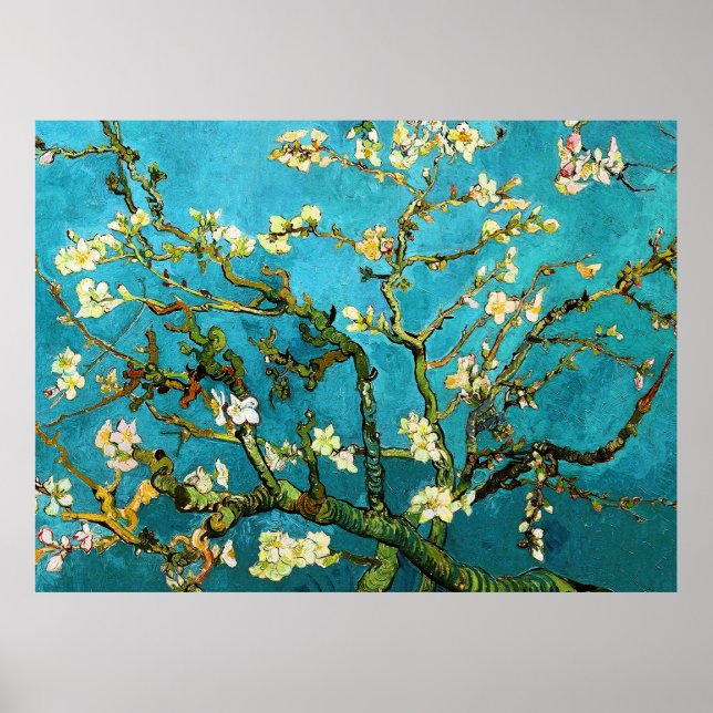 Póster Bella Artes de Van Gogh, un árbol de almendras bri (Frente)