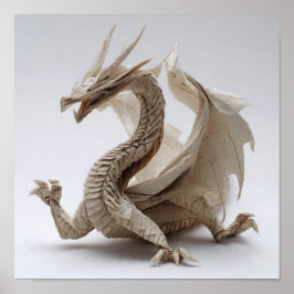Póster Bella Artes del dragón de origami plegado complejo