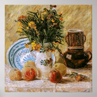 Póster Bella Artes Flowers Coffeepot y Fruit Van Gogh