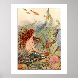 Póster Bella Artes Ilustración de Sirena