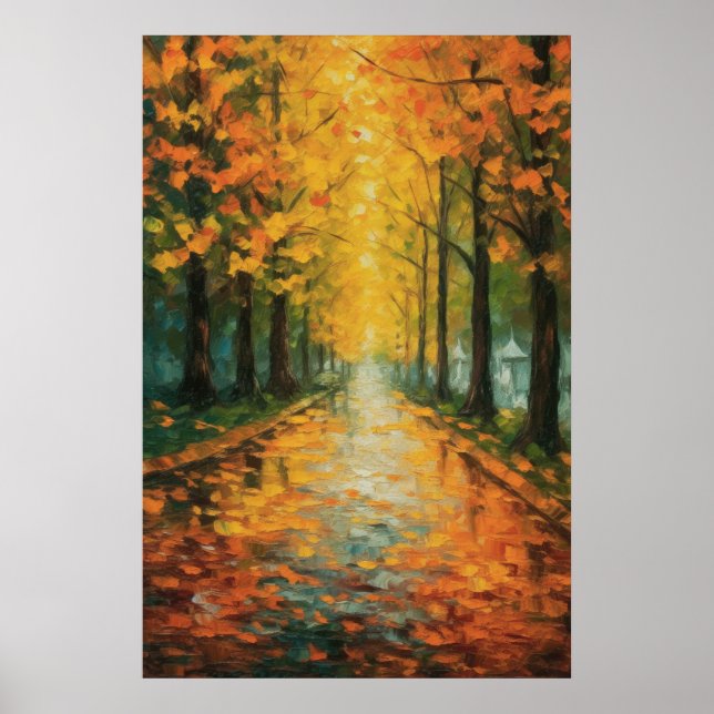 Póster Bella Artes japonés Golden Ginkgo Lane (Frente)