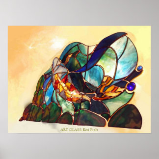 Póster Bella Artes japonés Koi Fish Design Poster