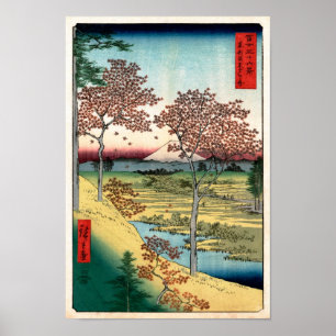 Póster Bella Artes japonés Sunset Hill Meguro Hiroshige